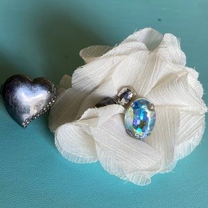 Adjustable flower & heart ring set